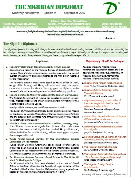 The Nigerian Diplomat Monthly Newsletter September 2017