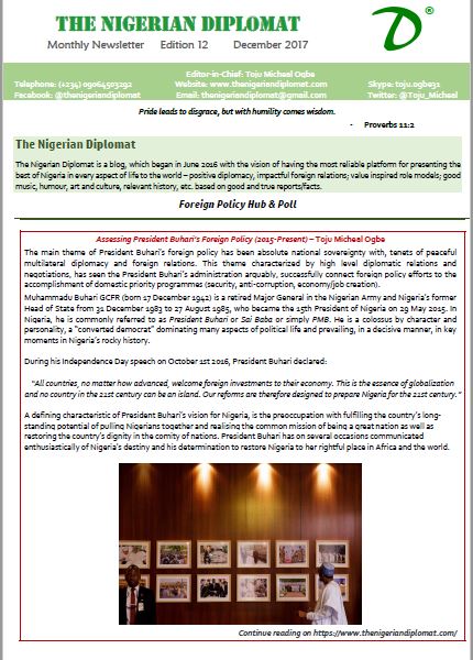 The Nigerian Diplomat Monthly Newsletter December 2017